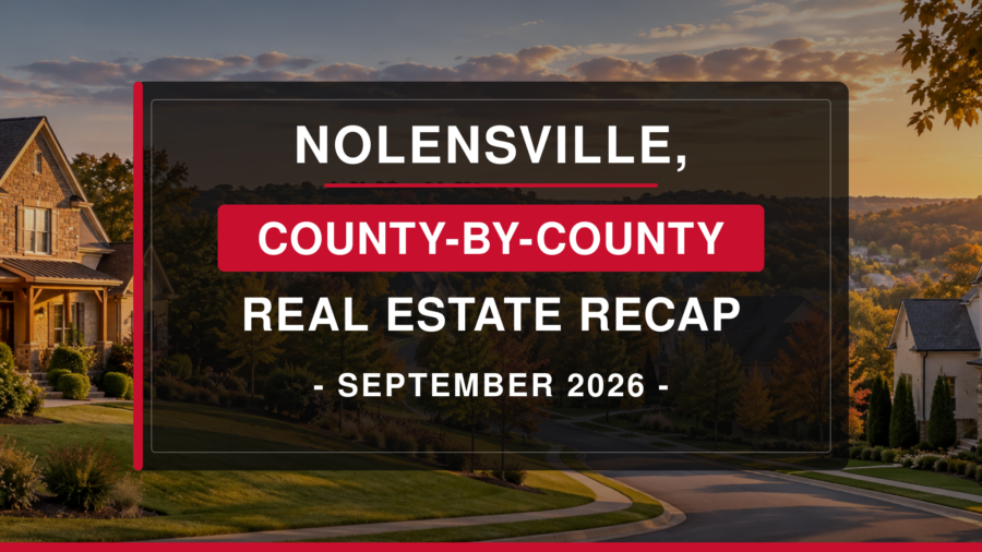 Nolensville County-by-County Real Estate Recap for September 2026 displayed over an early-fall neighborhood scene.